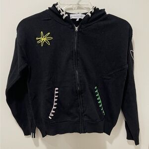 Central Park West Black Jacket with Embroidered Accents